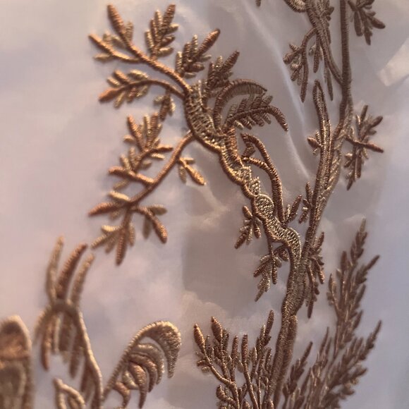 Embroidered Blouse – Ivory Sheer Statement Top (Size Small), 100% Silk - Picture 6 of 10